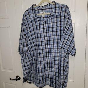 Short Sleeve Harbor Bay Button Down Shirt- Men’s Big & Tall 3XL Blue